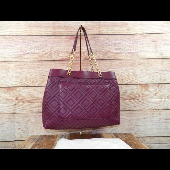Tory Burch Triple Compartment Fleming Tote in Imperial Garnet Leather - Picture 2 of 7